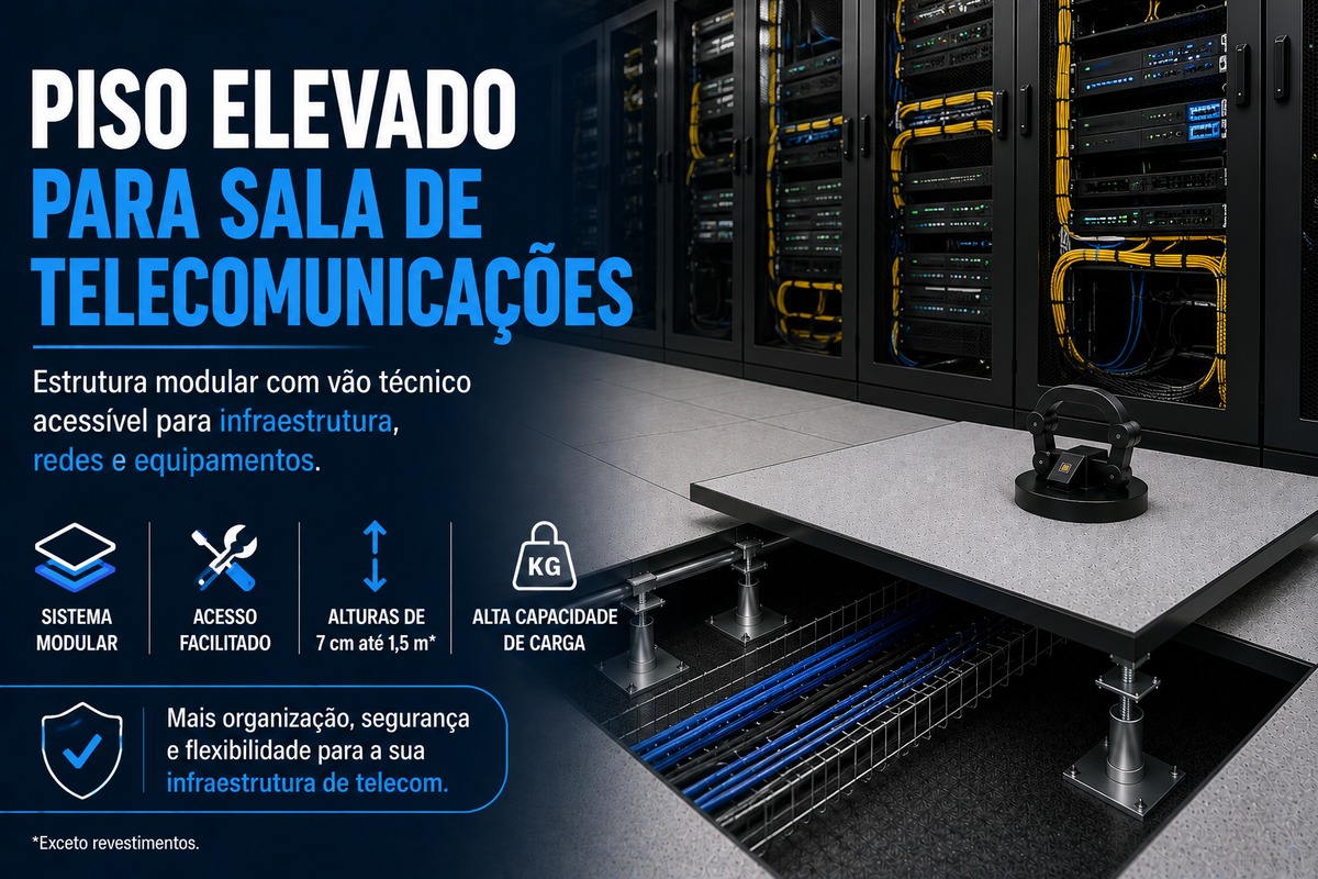 Piso Elevado para Sala de Telecomunicações