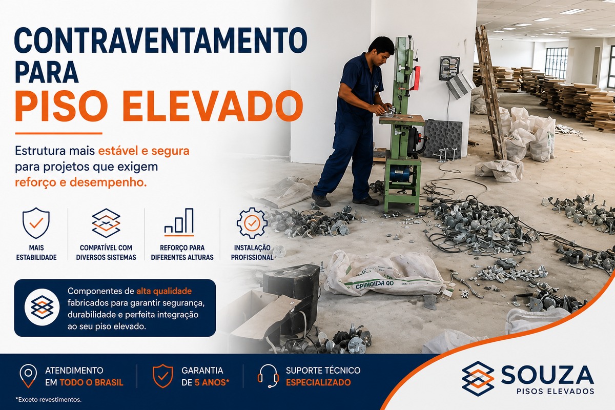 Contraventamento para Piso Elevado | Estrutura e Reforço | Souza Pisos