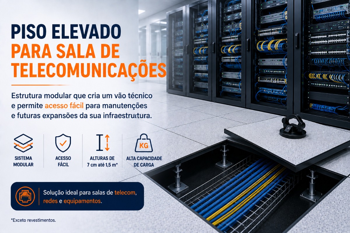 Piso Elevado para Sala de Telecomunicações | Souza Pisos